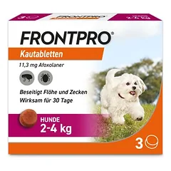 Frontpro Kautablette gegen Zecken und Flöhe, für Hunde 2 bis 4 kg