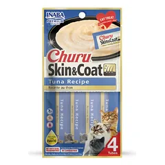 Inaba Churu Skin&Coat Tuna kačių skanėstai su tunu sveikai odai ir kailiui, 4×14 g