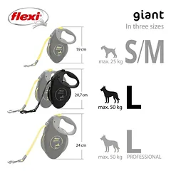 FLEXI pavadėlis šuniui Giant L Black Edition, juostinis 8m, juodas — 4 nuotrauka