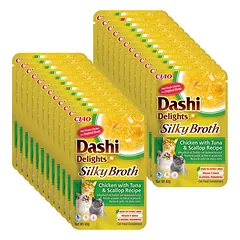 INABA Dashi Delights šilkinis sultinys su vištiena, tunu ir šukutėmis 24x40g