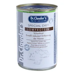 DR. CLAUDER'S SPECIAL DIET LOW PROTEIN, specializuoti konservai inkstų problemų turintiems šunims 400g