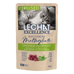 Konservai sterilizuotoms katėms su šerniena ir daržovėmis LECHAT Exc. 85g