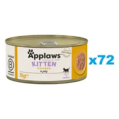 APPLAWS Kitten Chicken Breast drėgnas kačiukų maistas su vištiena drebučiuose 72X70 g