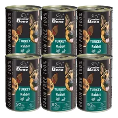  Super Beno GRAIN-FREE šunų skanėstai su kalakutiena ir triušiena padaže, 6x415 g