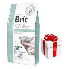 Brit gf veterinarinės dietos katėms Struvite 2kg + Staigmena katei