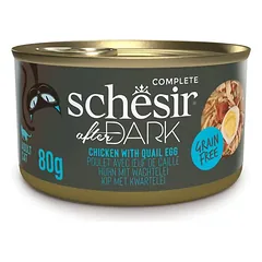 Schesir After Dark konservuotas maistas katėms su vištiena ir putpelių kiaušiniais, 80g