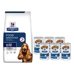 HILL'S PD Prescription Diet Canine z/d Food Sensitivities 3kg + HILL'S PD Prescription Diet Canine z/d Food Sensitivities Original 6x370g