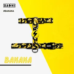 Dashi Eco Banana nugaros diržas - reguliuojamas apsauginis diržas šunims, pagamintas iš perdirbtų medžiagų, su bananų raštu — 2 nuotrauka