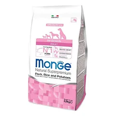 Monge spec. line adult sausas pašaras suaugusiems šunims su kiauliena, ryžiais ir bulvėmis 2,5kg