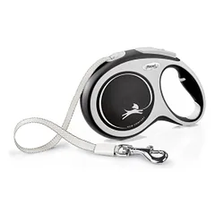 Flexi New Comfort Tape juostinis, juodas pavadėlis šunims, L, 8 m