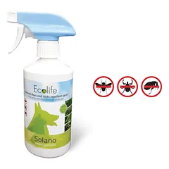 SOLANO Ecolife natūralus antiparazitinis purškalas katėms, šunims ir aplinkai, 300 ml