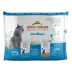 Almo Nature Holistic Sterilised su menke ir vištiena, drėgnas maistas katėms 6 x 70 g