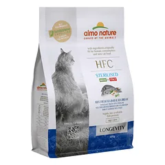 Almo Nature HFC Cat Longevity sausas maistas suaugusiems katėms su jūriniu ešeriu ir plekšne, 300 g