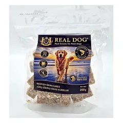 RDF-3001 REAL DOG SNACKS Jūrų ešerių odos kubeliai 200g — 2 nuotrauka