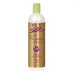 Pet Silk Brazilian Keratin šampūnas - drėkinamasis, glotninamasis šampūnas šunims ir katėms, su brazilišku keratinu ir šilku, koncentratas 1:16