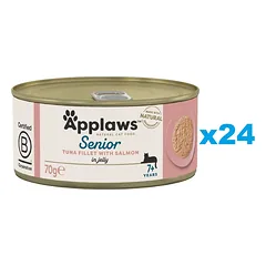 APPLAWS Cat Senior Tuna with Salmon in Jelly tunas su lašiša drebučiuose senjorams 24x70g
