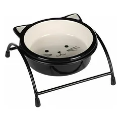 Flamingo Ansu Cat Ceramic Bowl with Stand Black & White 230 ml