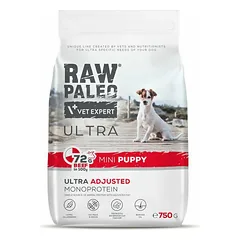 Raw Paleo Ultra Mini Puppy su jautiena sausas maistas mažų veislių šuniukams, 750 g
