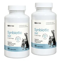 LAB-V Synbiotic Vet - virškinamojo trakto sveikata ir žarnyno mikroflora šunims ir katėms 2x90 kapsulių