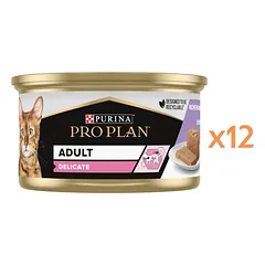 PURINA PRO PLAN Delicate  12 x 85 g drėgnas kačių maistas su dideliu kalakutienos kiekiu