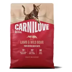 Carnilove Active Lamb&Wild Boar Adult Cat Sterilised begrūdis, sausas maistas katėms, 2 kg