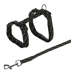TRIXIE Kačiukų petnešos su pavadėliu, atspind., 27-45cm/10mm, 1.3m
