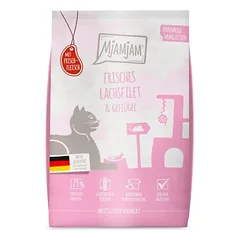 MjAMjAM traškūs patiekalai su lašiša ir paukštiena, sausas maistas katėms, < 1,4 kg — 2 nuotrauka