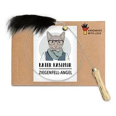 Kater Kasimir Spielangel für Katzen mit echtem Ziegenfell