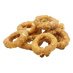 Bubu PETS rawhide ring with chicken 10cm – buivolo oda apvynioti vištienos mėsos žiedai, 500g — 3 nuotrauka