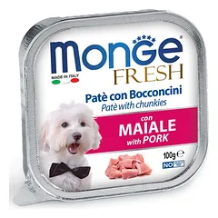 Monge Fresh paštetas šunims su kiaulienos gabalėliais 100g