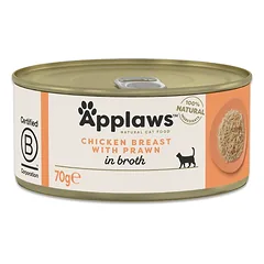 APPLAWS Cat Adult Chicken with Prawn in Broth vištienos krūtinėlė su krevetėmis sultinyje 70 g