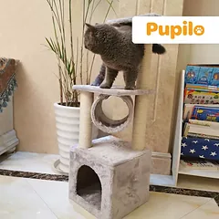 Pupilo kačių namelis draskyklė guolis su tuneliu ir žaisliuku pelyte 3 lygių — 4 nuotrauka