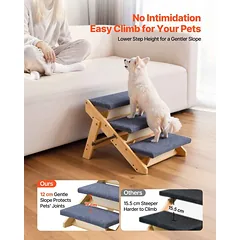 Mediniai laiptai augintiniams VEVOR ZD-25DOG05, 3 pakopų, 510 × 470 × 370 mm — 2 nuotrauka