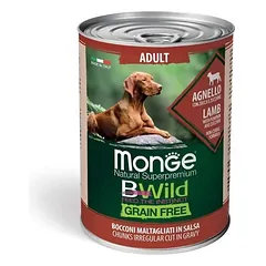 Monge BWild begrūdžiai konservai šunims su ėriena, moliūgu ir cukinija, 400 g