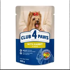 CLUB 4 PAWS Premium konservai su triušiena drebučiuose miniatiūrinių ir mažų veislių šunims, 100 g