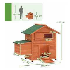 Vištidė, 2 vištoms, 1 lizdas, 2 laktos, 113,5 × 95,5 × 67,5 cm — 3 nuotrauka