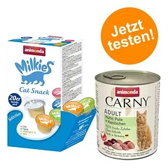 animonda Kombi-Paket: 12 x 800 g Carny Adult + 20 x 15 g Milkies Selection