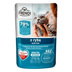 Frendi šlapias maistas katėms – gabaliukai padaže su žuvimi, 100 g nuotrauka