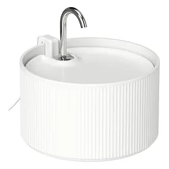 Keraminis gertuvės fontanėlis katėms ir šunims, 2,2 l, su 4 pakopų filtru ir tylia pompa, baltas