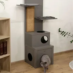 Kerbl Pet ECO žaidimų namelis katėms Alex, pilka — 3 nuotrauka