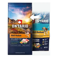 Ontario Adult Medium su baltąja žuvimi ir rudaisiais ryžiais, sausas maistas šunims 2,25 kg — 2 nuotrauka