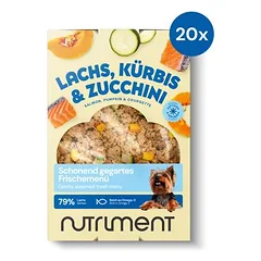 Nutriment šviežias meniu su lašiša, moliūgu ir cukinija – šaldytas maistas šunims