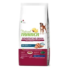 NATURAL TRAINER ADULT DOG SENSITIVE NO GRAIN M/M TROUT upėtakis 12kg