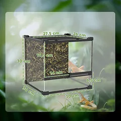 Roplių terariumas, 24 l, Juoda, 30 × 30 × 30 cm — 3 nuotrauka