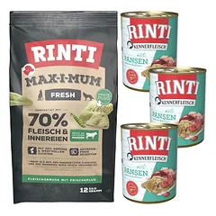 RINTI MAX-I-MUM "Rumen with rumen" 12 kg + "Kennerfleisch Rumen with rumen" drėgnas maistas 3x400 g