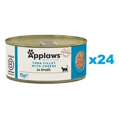 APPLAWS Cat Adult Tuna with Cheese in Broth tunas su sūriu sultinyje 24x70 g