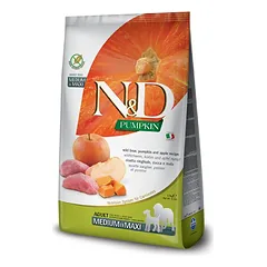 Farmina N&D Natural & Delicious Dog Grain Free Adult Medium Maxi Wild Boar, Pumpkin, Apple begrūdis sausas maistas suaugusiems vidutinės ir didelės veislės šunims, 12 kg