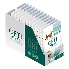 OPTIMEAL cod fish and veggies in jelly konservai katėms su menke ir daržovėmis 85g*12vnt. — 1 nuotrauka