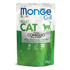 Monge GRILL Adult konservuotas pašaras katėms su triušiena 85g