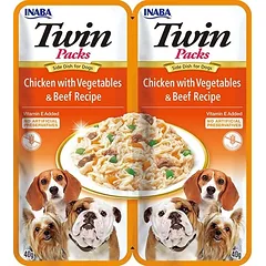 INABA Dog Twin Vištiena, daržovės ir jautiena sultinyje šunims 2x40 g